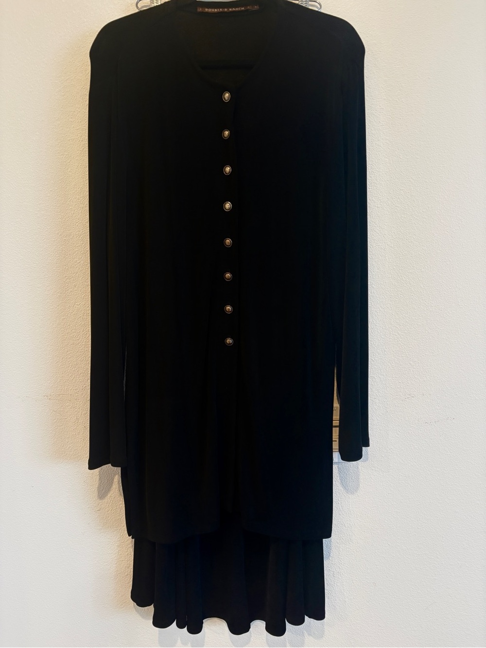 Double D Ranch Black Button Down Blouse & A-Line Long Skirt w/Silver Buttons